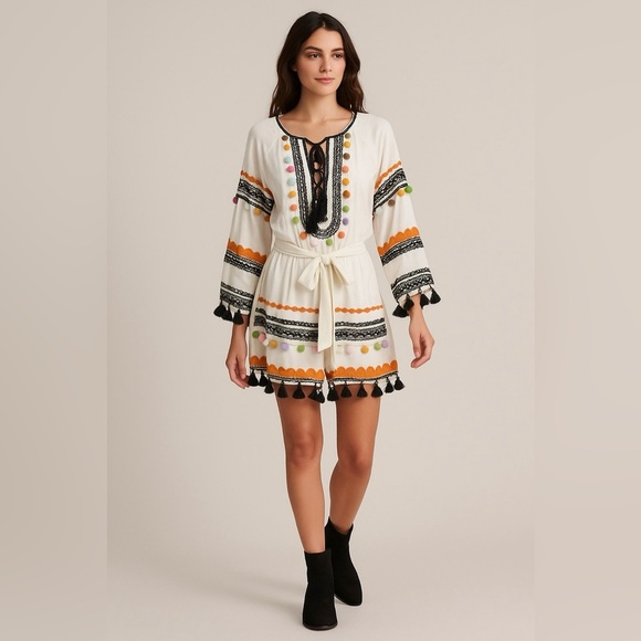 67- Dodo Bar Or Pass Pour Toi Tassel Pom Pom Dress Size S – Made in India - Picture 1 of 9